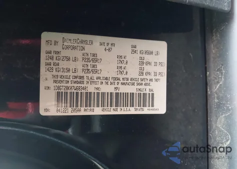 2007 Dodge Nitro Sxt из США, поврежденный, VIN 1D8GT28K07W683401